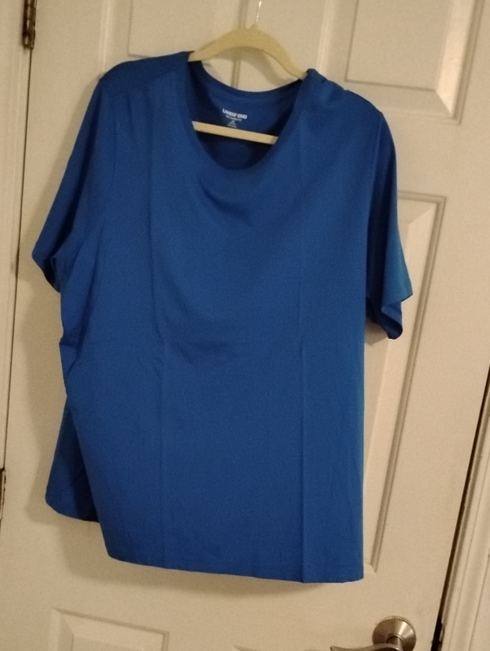 Lands' End Women's Short Sleeve Crew Neck Top in Blue